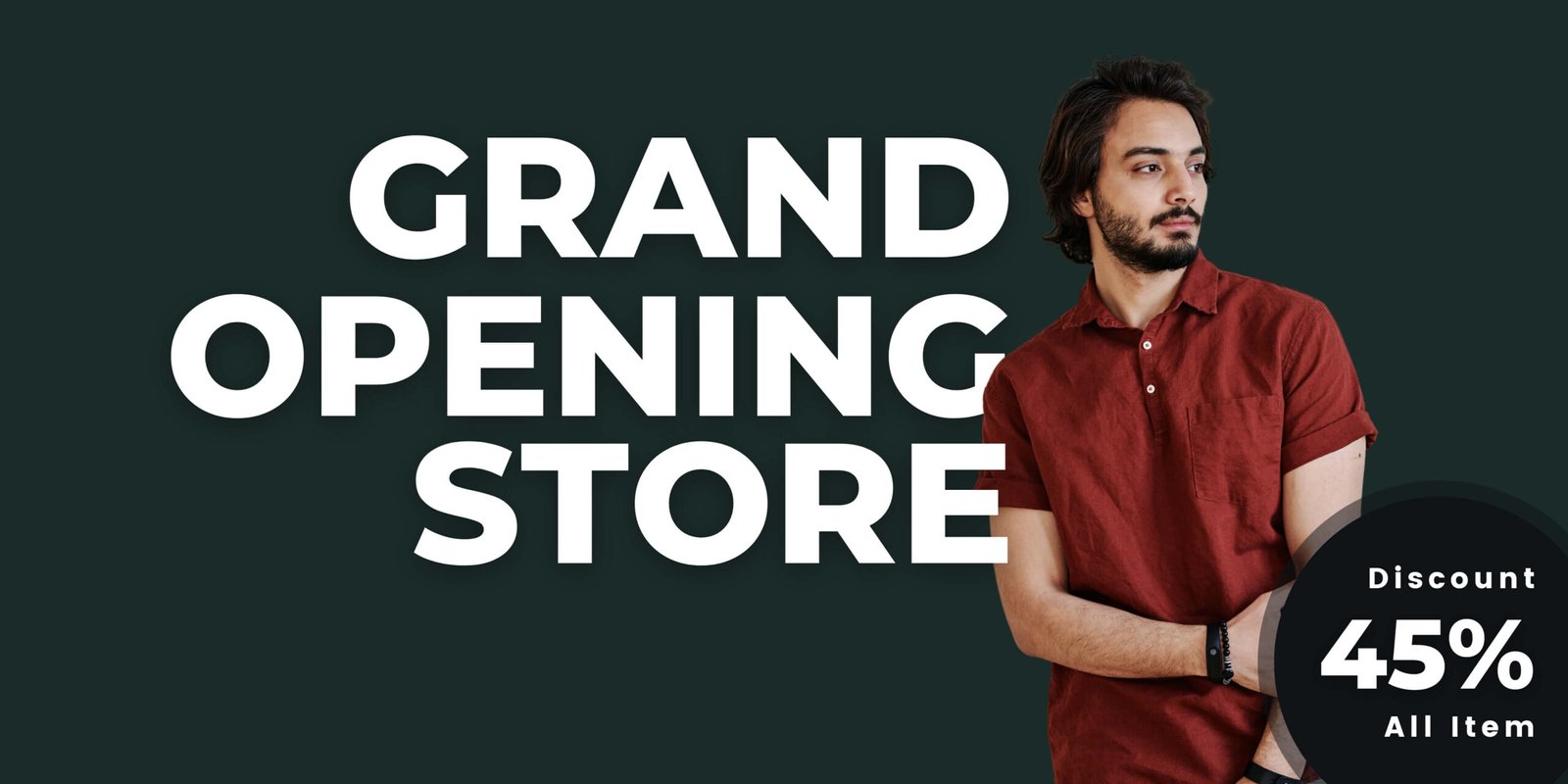Green and Black Modern and Minimalist Man Fashion Grand Opening Store Banner