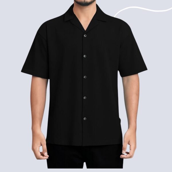 Cuban Colar Cotton Crap Export Shirt(Black) - Image 2
