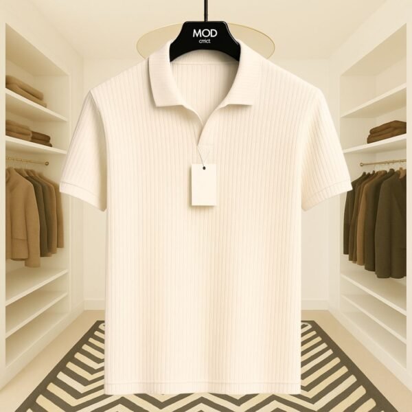 Premium Rib Cotton Polo(Off White) - Image 1