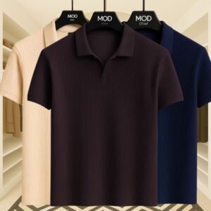 3 Pics Premium Rib Cotton Polo(Biscuit,Coffee,Navi Blue)