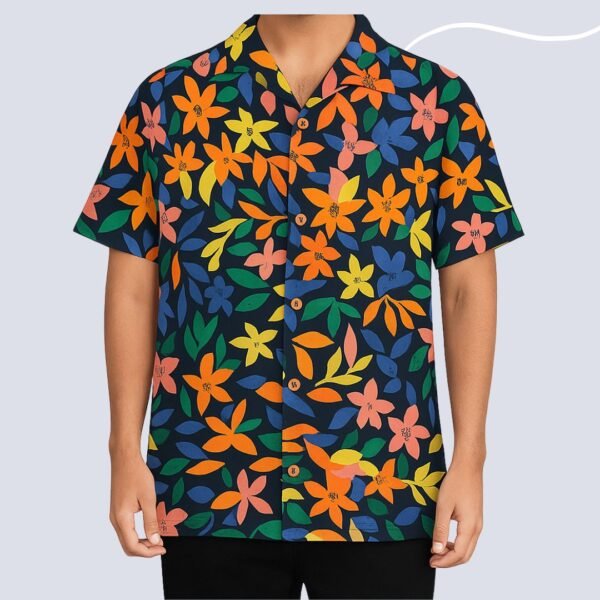 Cuban Colar Cotton Crap & Line  Export Shirt - Image 2