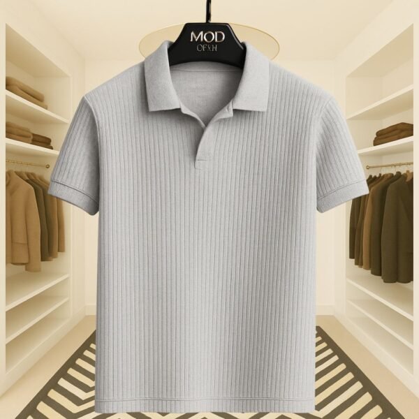 Premium Rib Cotton Polo(Ash) - Image 1