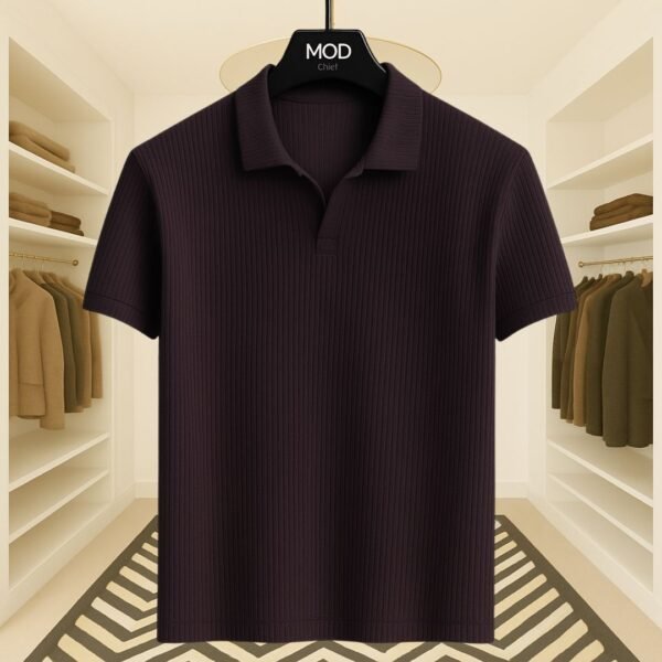 Premium Rib Cotton Polo(Chocolate) - Image 1