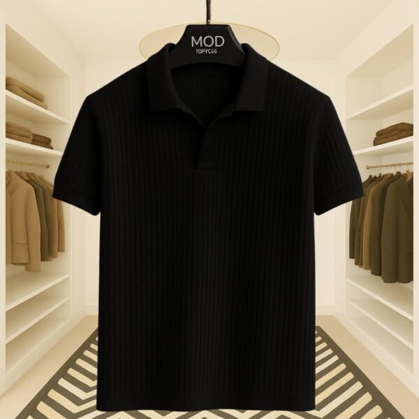 Premium Rib Cotton Polo(Black) - Image 1