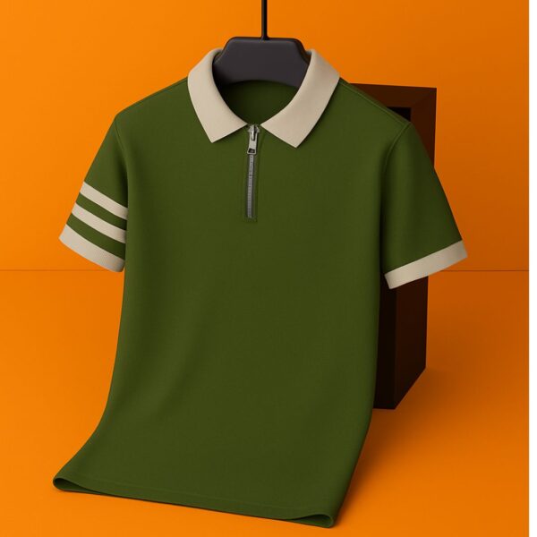 Zipper Polo – Premium Export Quality PK Cotton Comfort(Olive) - Image 1