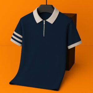 Zipper Polo – Premium Export Quality PK Cotton Comfort(Navi Blue)