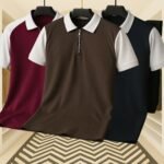 3 Pics Stay Cool & Stylish Premium Quality Zipper Polo((Black,Chocolate,Dark Maroon)
