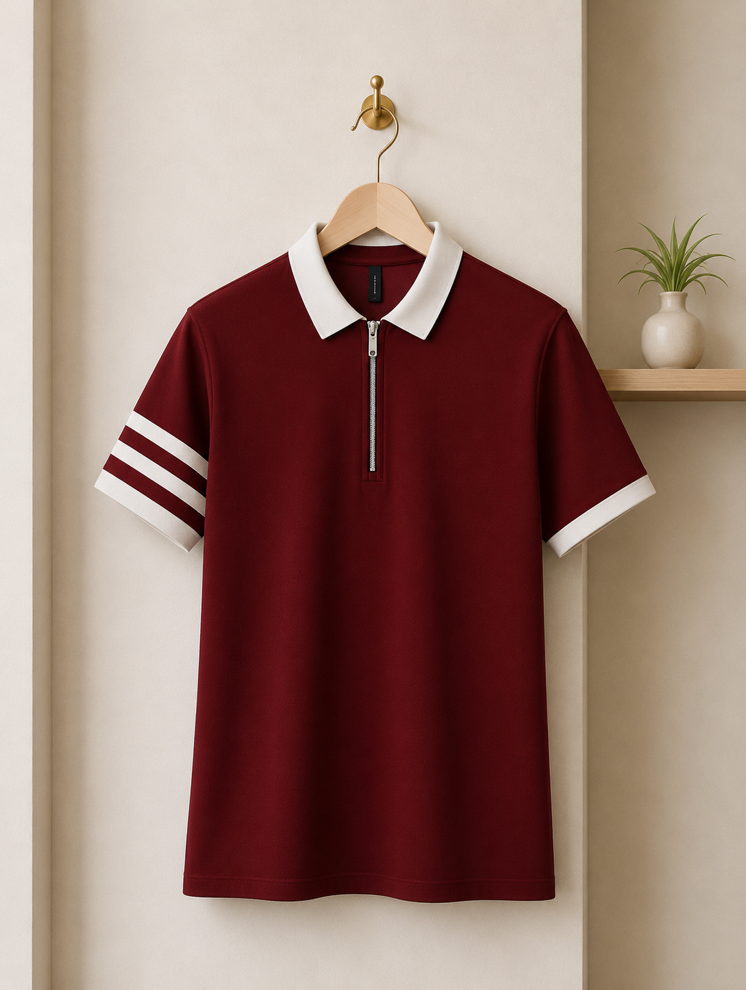 ChatGPT Image May 7, 2026, 11_00_22 PM Zipper Polo – Premium Export Quality PK Cotton Comfort(Maroon) - Image 1