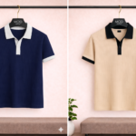 2 Pics Premium Old Money Polo T Shirt(Blue,Biscuit)