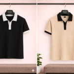 2 Pics Premium Old Money Polo T Shirt(Black,Biscuit)
