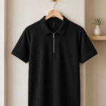 Men’s Premium Waffle Zipper Polo(Black)