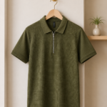 Men’s Premium Waffle Zipper Polo(Olive)