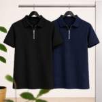 Premium Zipper Polo For Men 2 Pics(Black,Blue)