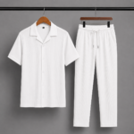 Mens Premium Korean Cherry White Shirt & White Pant