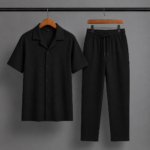 Mens Premium Korean Cherry Black Shirt & Black Pant