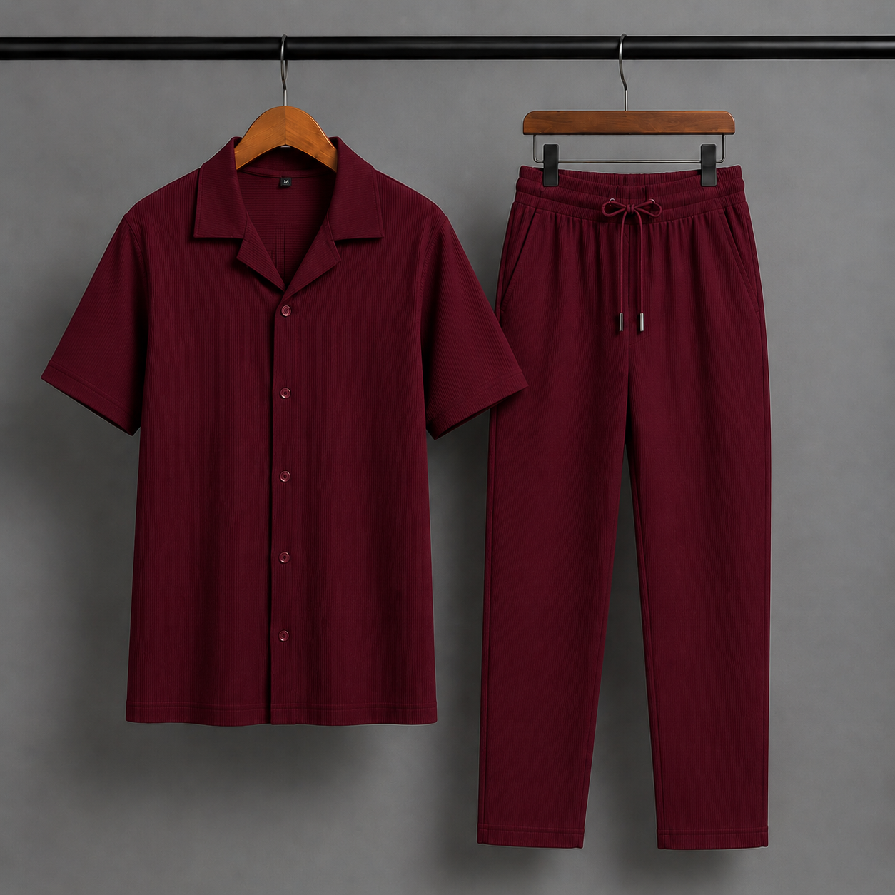 ChatGPT Image Aug 26, 2026, 07_54_17 PM Mens Premium Korean Cherry Maroon Shirt & Maroon Pant - Image 1