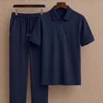 Mens Premium Zipper Polo Set(Blue&Blue)