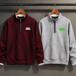Mens Winter Half Metal Jipper Pullover Sweatshirt(2 Pics)-Maroon,Gray