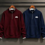Mens Winter Half Metal Jipper Pullover Sweatshirt(2 Pics)-Maroon,Blue