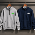 Mens Winter Half Metal Jipper Pullover Sweatshirt(2 Pics)-Gray,Blue