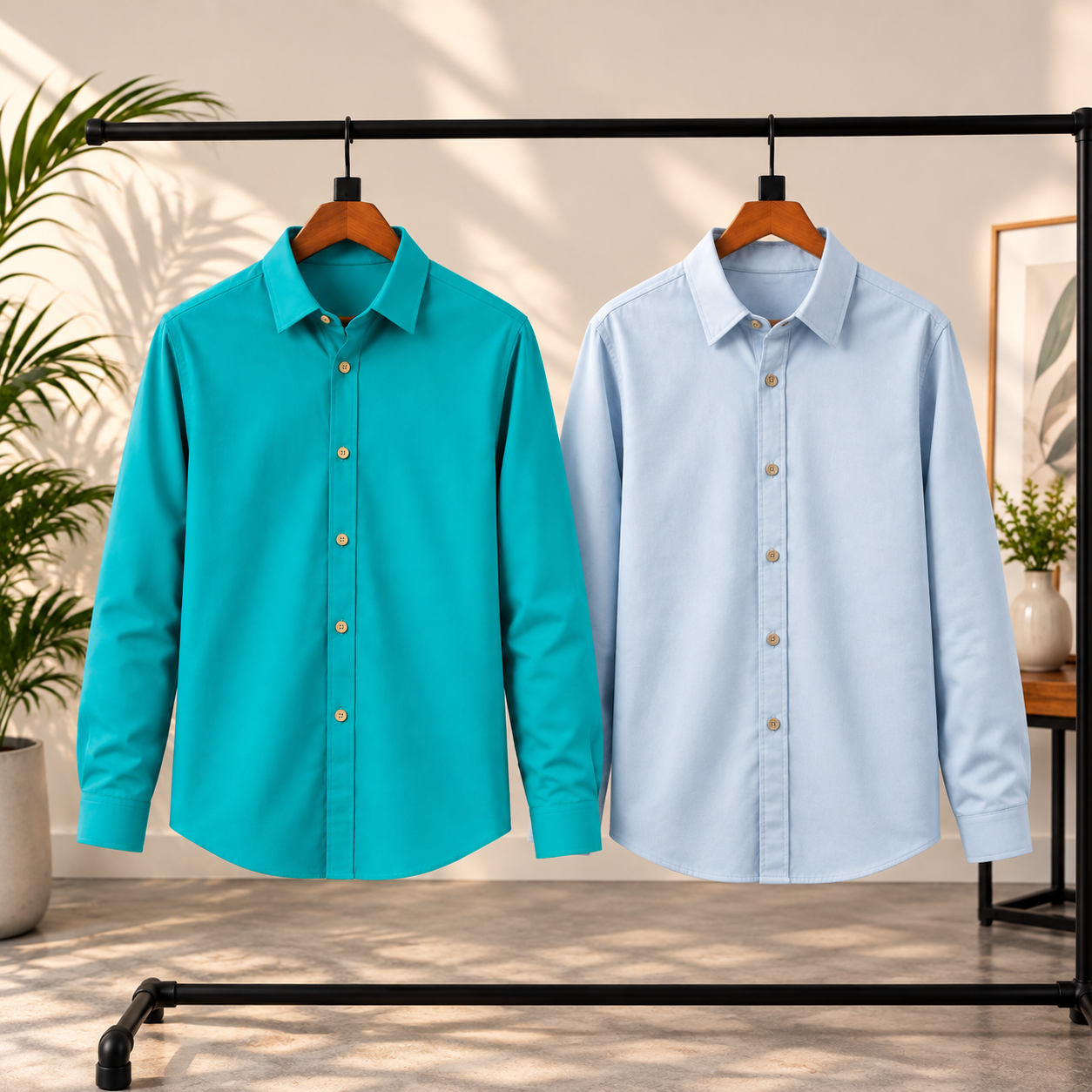 download (5) 2 PicsPremium Oxford Cotton Formal Shirt(Turquoise Blue,Light Blue) - Image 1