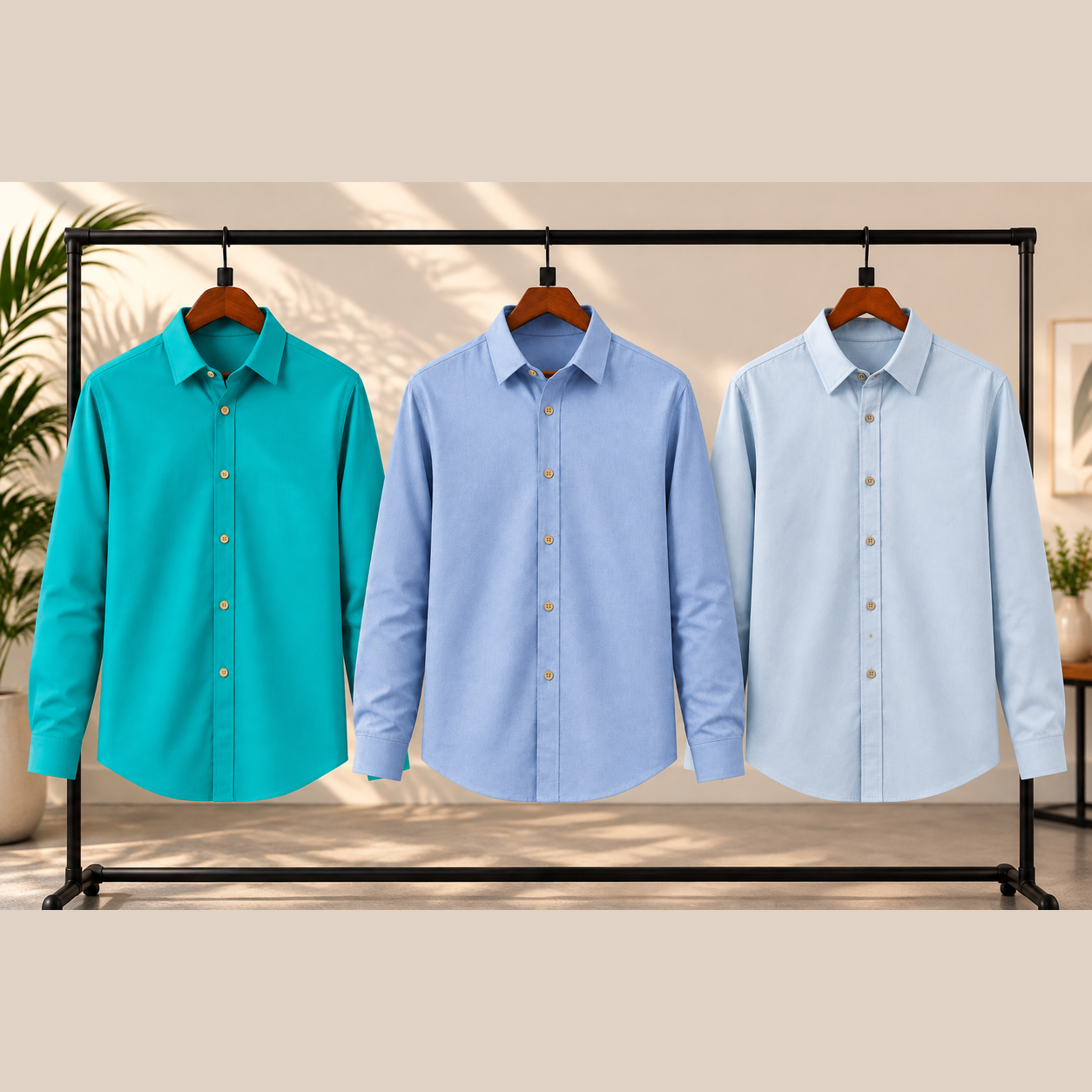 download (6) 2 PicsPremium Oxford Cotton Formal Shirt(Turquoise Blue,Light Blue,Pest) - Image 1