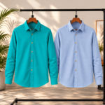 2 PicsPremium Oxford Cotton Formal Shirt(Light Blue,Turquoise Blue)
